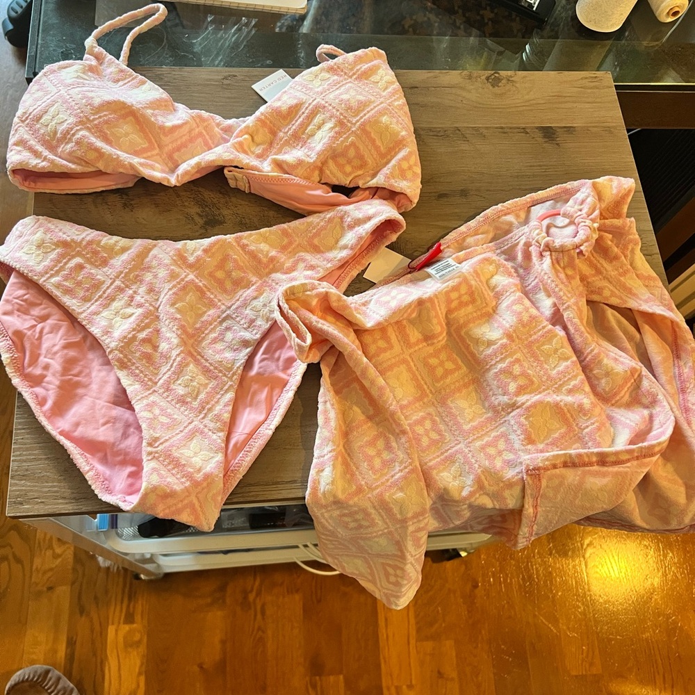 Red Carter Swimwear in Soft Pink and Cream